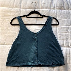 blue green tank top with buttons